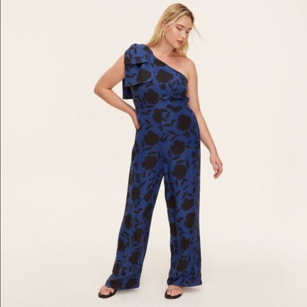 NWOT Kate Spade Rose Linen Floral Jumpsuit Romper Wide Leg x Target with Bow, 8